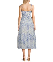 City Vibe Floral Tulle Square Neck Sleeveless Dress