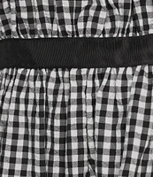 City Vibe Gingham Print Ribbon Trim Baby Doll Dress