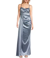 City Vibe Heavy Shiny Knit Scoop Neck Ruched Bodice Dress