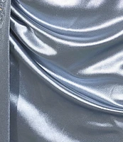City Vibe Heavy Shiny Knit Scoop Neck Ruched Bodice Dress