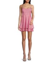 City Vibe Jeweled Straps Corset Sherri Shine Layered Party Skirt Dress