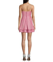 City Vibe Jeweled Straps Corset Sherri Shine Layered Party Skirt Dress