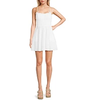 City Vibe Lace Spaghetti Bow Strap Fit And Flare Dress