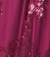 City Vibe Mesh Sequin Spaghetti Strap Sweetheart Neck Ballgown Dress