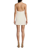 City Vibe Pearl Beaded Applique Halter Neck Dress