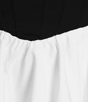City Vibe Plunge Neck Sleeveless Corset Bodice 2-Tone Layered Dress