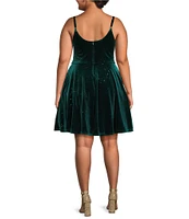 City Vibe Plus Glitter Velvet Front Cut-Out Fit-And-Flare Dress