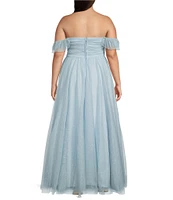 City Vibe Plus Size Off-The-Shoulder Ruched Bodice Long Dress