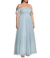 City Vibe Plus Size Off-The-Shoulder Ruched Bodice Long Dress