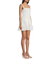 City Vibe Sleeveless Bustier Bodice Pleated Drop Waist Mini Dress