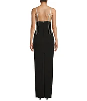 City Vibe Sleeveless Spaghetti Strap Ribbon Bow Slim Long Skirt Dress