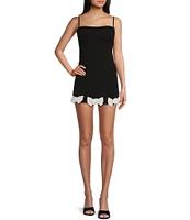 City Vibe Sleeveless Square Neck Open Back Bow Hem Dress