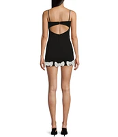 City Vibe Sleeveless Square Neck Open Back Bow Hem Dress