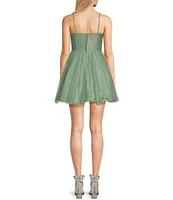 City Vibe Spaghetti Strap Corset Glitter Party Dress