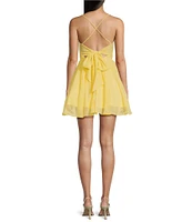 City Vibe Spaghetti Strap Cowl Neck Tie Back Party Dress