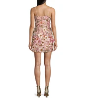 City Vibe Spaghetti Strap Square Neck 3D Flower Slim Dress