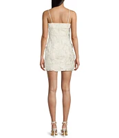 City Vibe Spaghetti Strap Square Neck 3D Flower Slim Dress