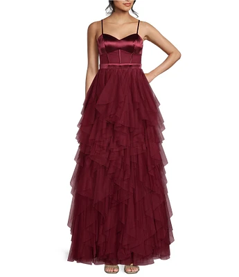 City Vibe Spaghetti Strap Sweetheart Neck Corset Ruffled Dress