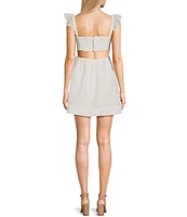 City Vibe Flutter Sleeve Eyelet Lace Dress