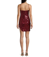 City Vibe Square Neck Sequin Side Slit Dress