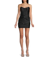 City Vibe Strapless Corset Bodice Shirred Dress