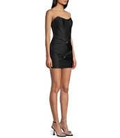 City Vibe Strapless Corset Bodice Shirred Dress