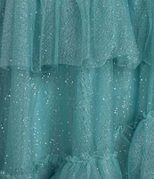 City Vibe Sweetheart Neck Bustier Tie Strap Illusion Corset Waist Embroidered Applique Ruffled Dress