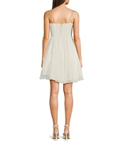 City Vibe Sweetheart Neck Jeweled Spaghetti Strap Bustier Bodice Shirred High-Low Dress