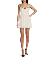 City Vibe Sweetheart Neck Trim Bustier Bodice Skater Dress