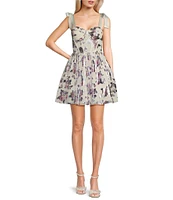 City Vibe Tie Straps Sleeveless Foil Floral Dress