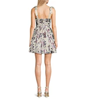 City Vibe Tie Straps Sleeveless Foil Floral Dress