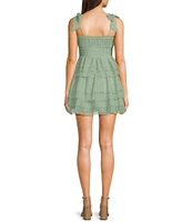 City Vibe Tube Shirred Bodice Tie Strap Tiered Dress