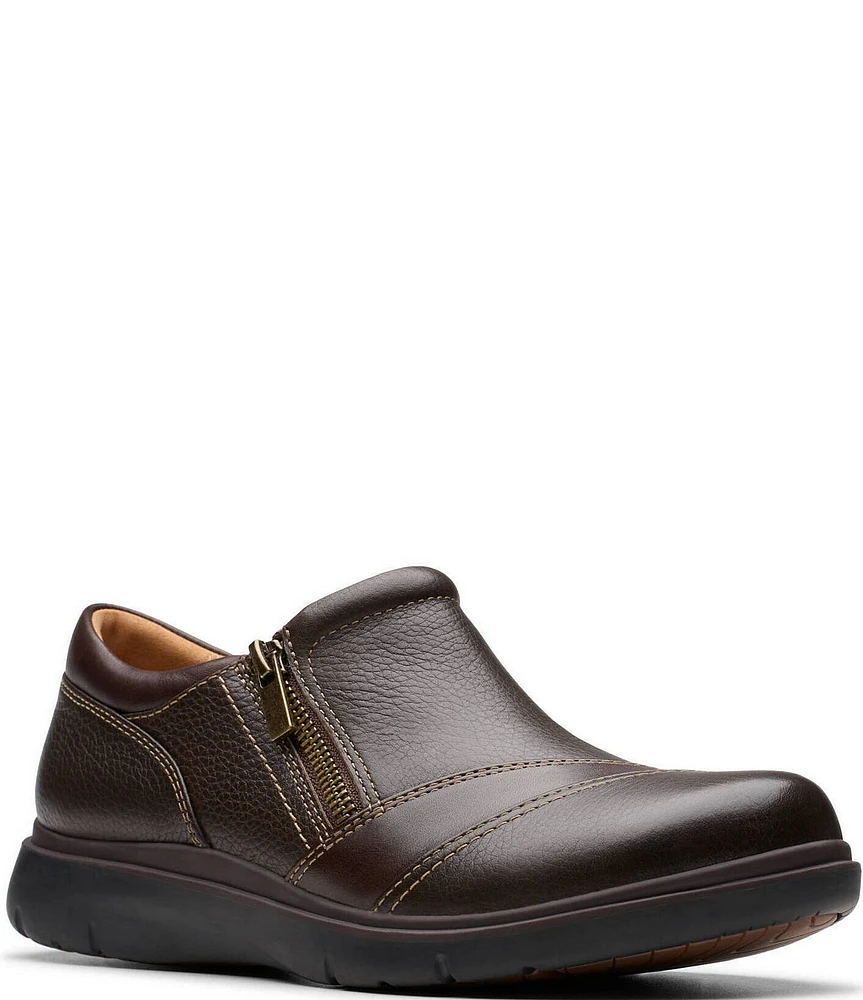 Clarks Artisan Certina Pure Leather Side Zip Slip Ons