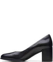 Clarks Artisan Freva55 Court Leather Block Heel Pumps