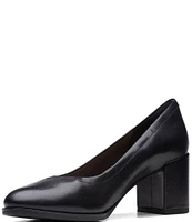 Clarks Artisan Freva55 Court Leather Block Heel Pumps