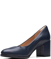 Clarks Artisan Freva55 Court Leather Block Heel Pumps