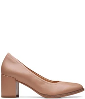 Clarks Artisan Freva55 Court Leather Block Heel Pumps