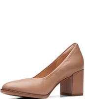 Clarks Artisan Freva55 Court Leather Block Heel Pumps