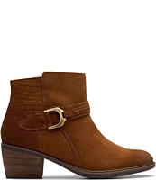 Clarks Artisan Neva Buckle Suede Booties