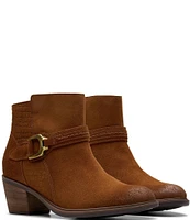 Clarks Artisan Neva Buckle Suede Booties