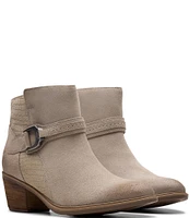 Clarks Artisan Neva Buckle Suede Booties