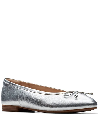 Clarks Signature Fawna Lily Leather Bow Ballet Flats