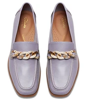 Clarks Artisan Sarafyna Iris Leather Printed Chain Loafers