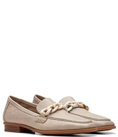 Clarks Artisan Sarafyna Iris Leather Printed Chain Loafers