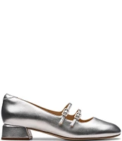 Clarks Signature Daiss 30 Shine Metallic Leather Double Strap Mary Jane Pumps