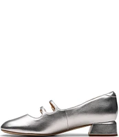 Clarks Signature Daiss 30 Shine Metallic Leather Double Strap Mary Jane Pumps