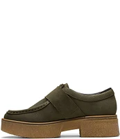 Clarks Signature Linoso Monk Nubuck Suede Platform Monk Strap Loafers