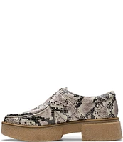 Clarks Signature Linoso Monk Snake Print Leather Platform Monk Strap Loafers