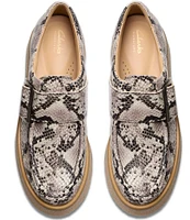 Clarks Signature Linoso Monk Snake Print Leather Platform Monk Strap Loafers