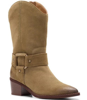 Clarks Signature Morzine Rise Suede Western Harness Mid Boots